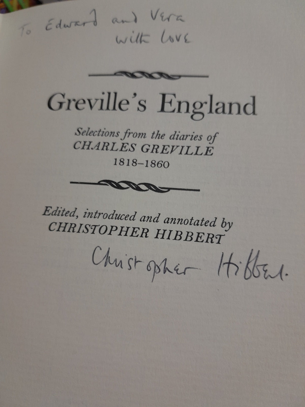 Grevilles England Author Signed Christopher Hibbert