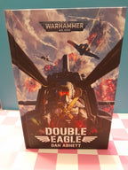 Book titled 'Double Eagle' by Dan Abnett with Warhammer 40,000 cover art on a checkered background
