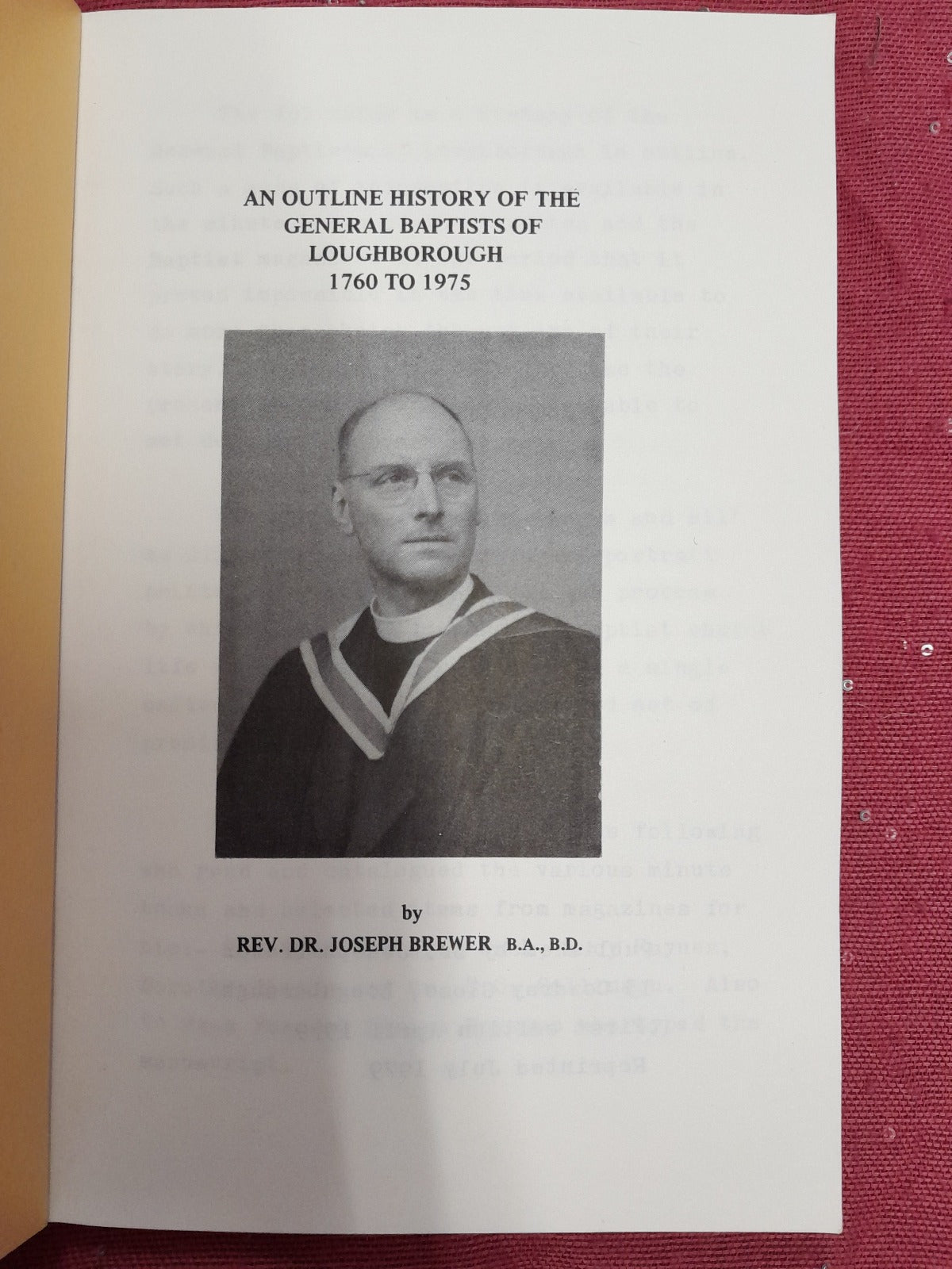 Outline History of the General Baptists of Loughborough, 1760-1975