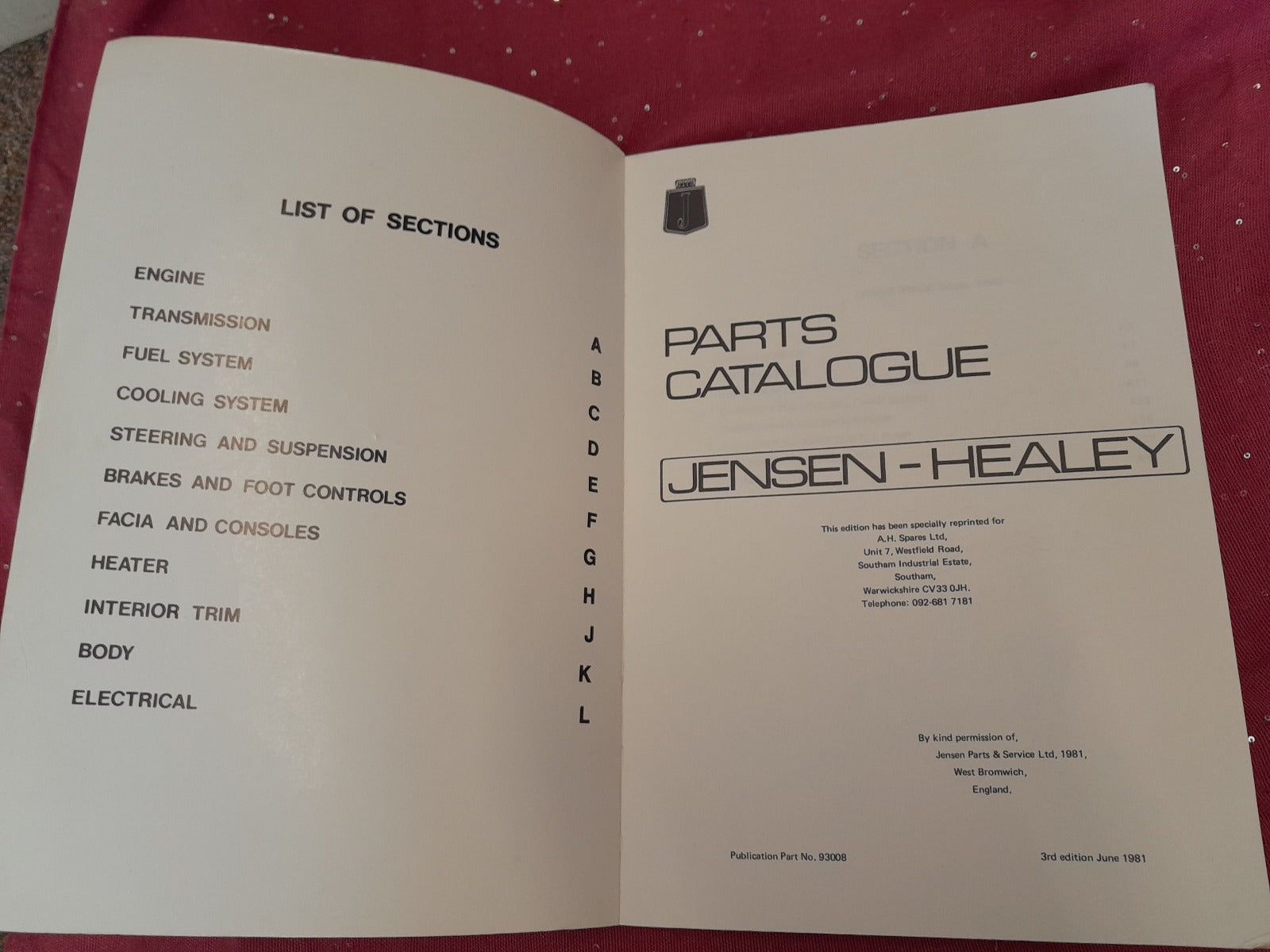 Jensen Healey PArts Catalogue