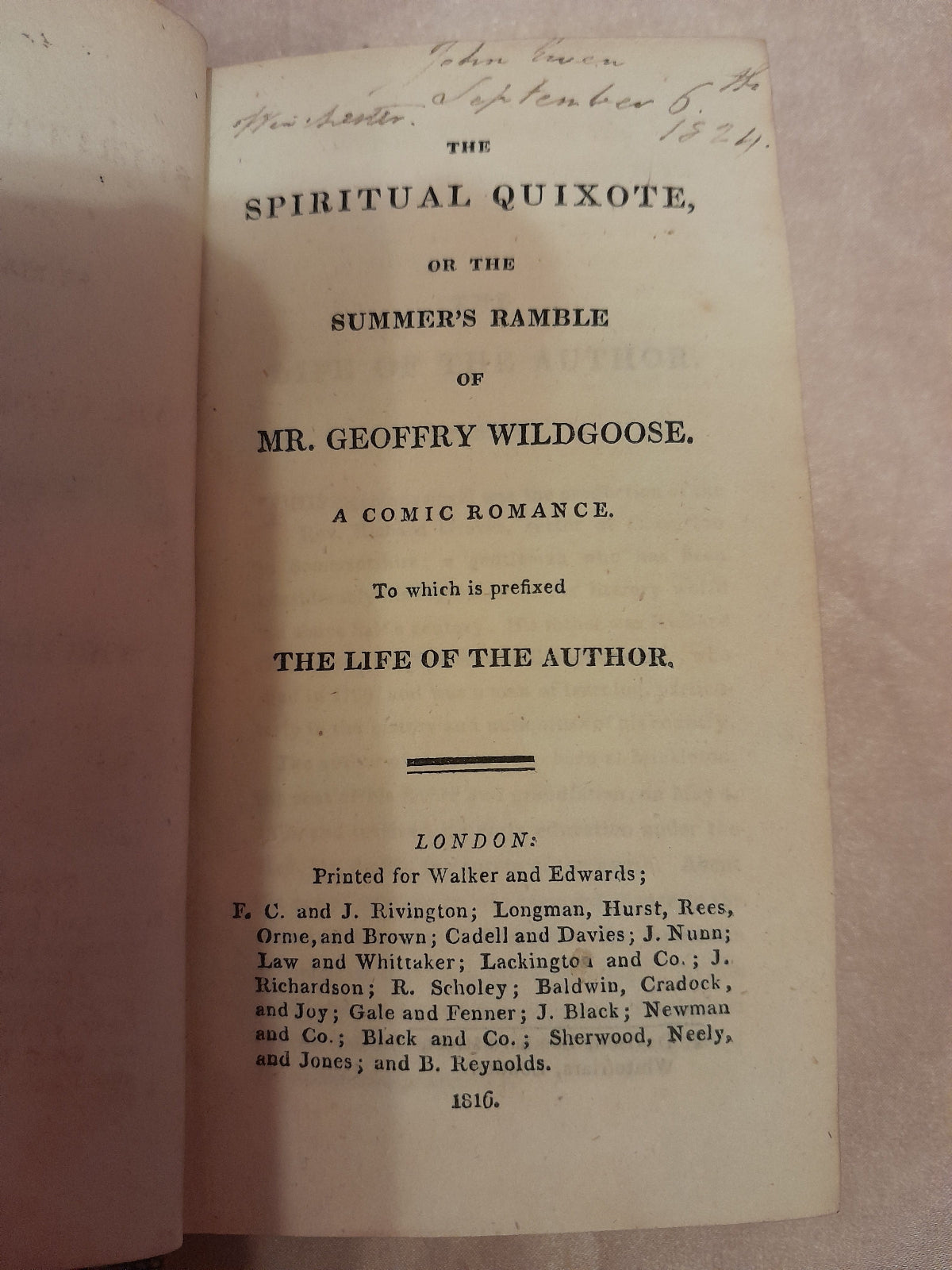 Spiritual Quixote Geoffry Wildgoose 1816 Miniature 5x3 qtr leather